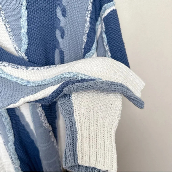 Funsport Womens Large Chunky Blue White Color Mix Ramie Sweater - Picture 11 of 16